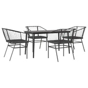 Set da Pranzo da Giardino con Cuscini 5 pz | Set Salotto da Giardino Polyrattan Vetro