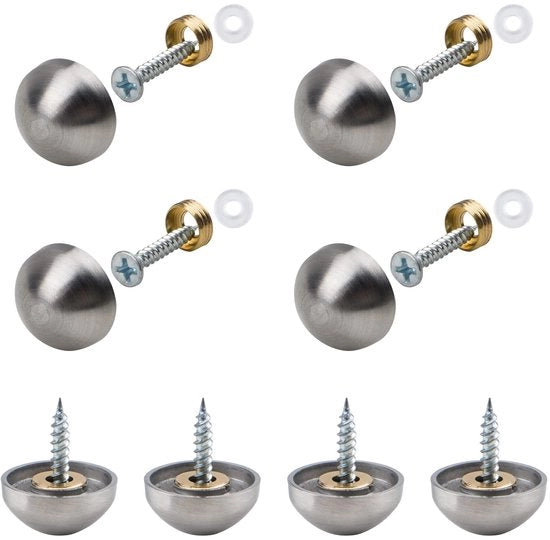 Set di viti a specchio 20 pezzi - Accoppiatore 18mm - Caps decorativi - Resistente alla corrosione - Facile da installare - Superficie liscia - Attacco a specchio