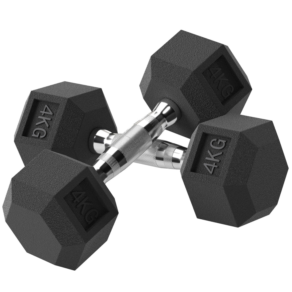 Manubri Esagonali da 4 kg ¨C Minimal ¨C Set di 2, Nero