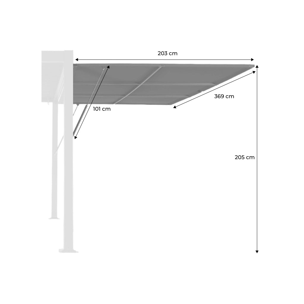 Tenda laterale retrattile in alluminio e textilene per pergola