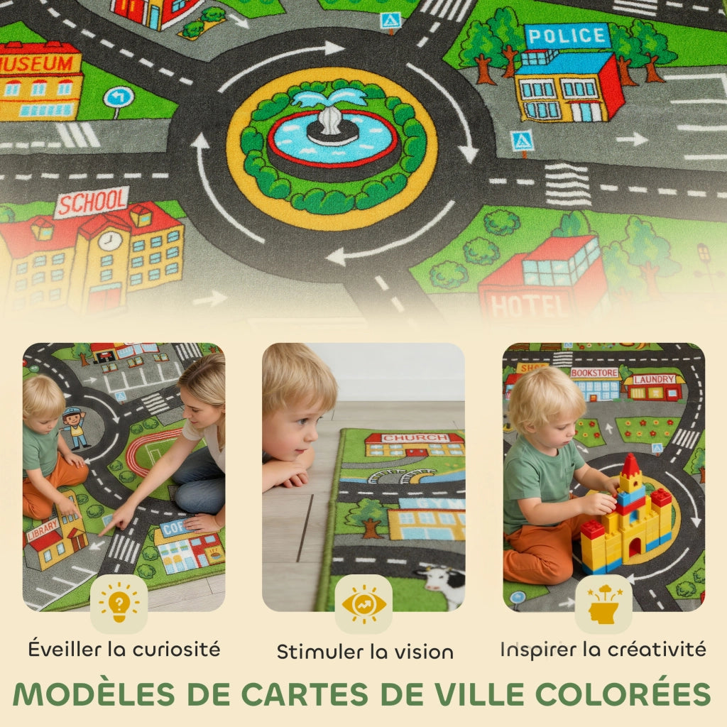 Tappeto gioco bambini citt¨¤ ¨C Xylo ¨C 200x150 cm multicolore antiscivolo