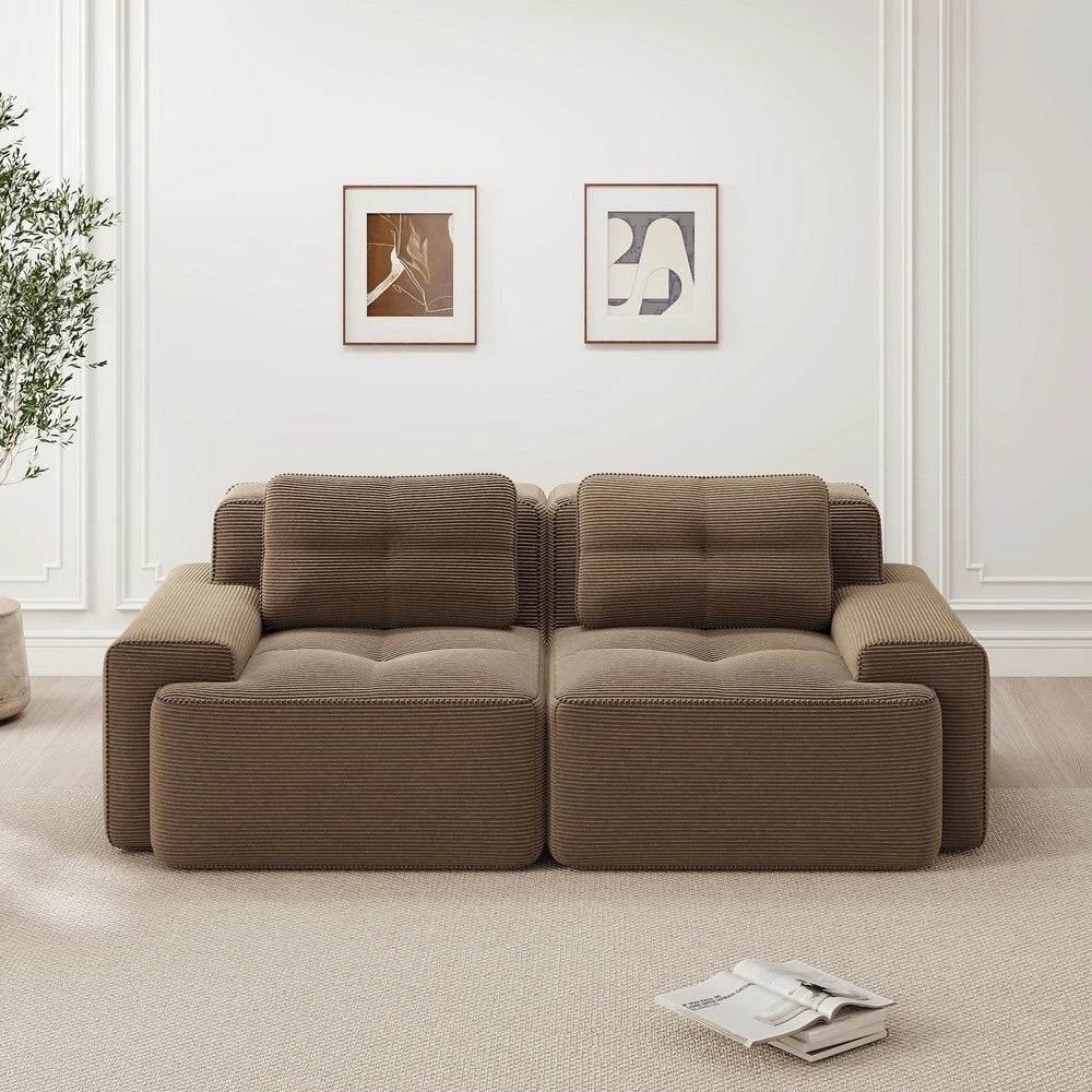 Divano Modulare Boneless ¨C Xylo ¨C Velluto a Coste, Marrone, Loveseat
