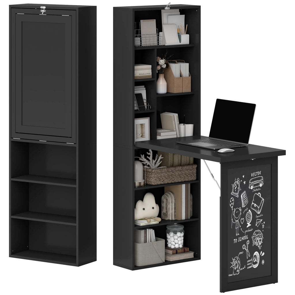 Scrivania con libreria, ripiani regolabili e lavagna ¨C Minimal ¨C 98x51x153cm, nero