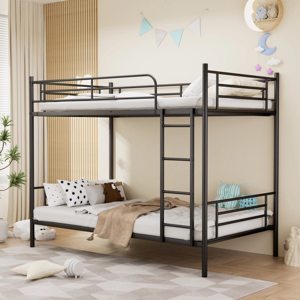 Letto castello 90x190 scala metallo ringhiera alta ferro nero