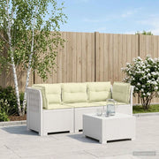Divano da giardino 3 posti con cuscini in look rattan PP Bianco 3443842