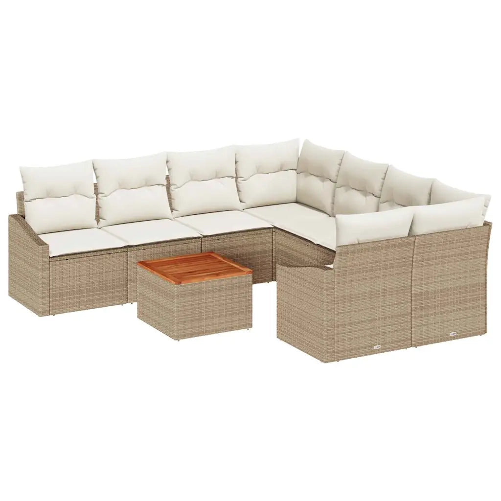 Set Divano da Giardino con cuscino 9 pcs Beige polyrattan 3347813