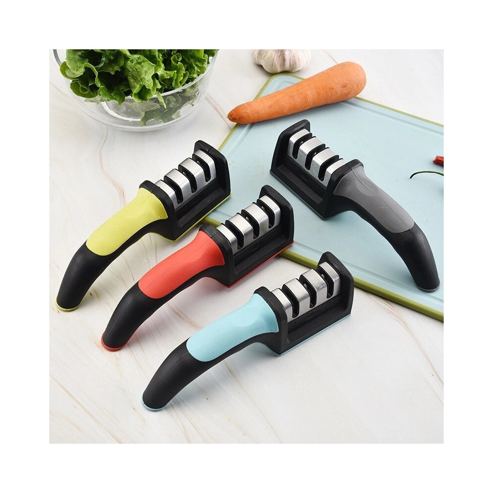 Trade Shop - Affilacoltelli In Plastica E Acciaio Inox Per Affilare Lame Forbici E Coltelli -