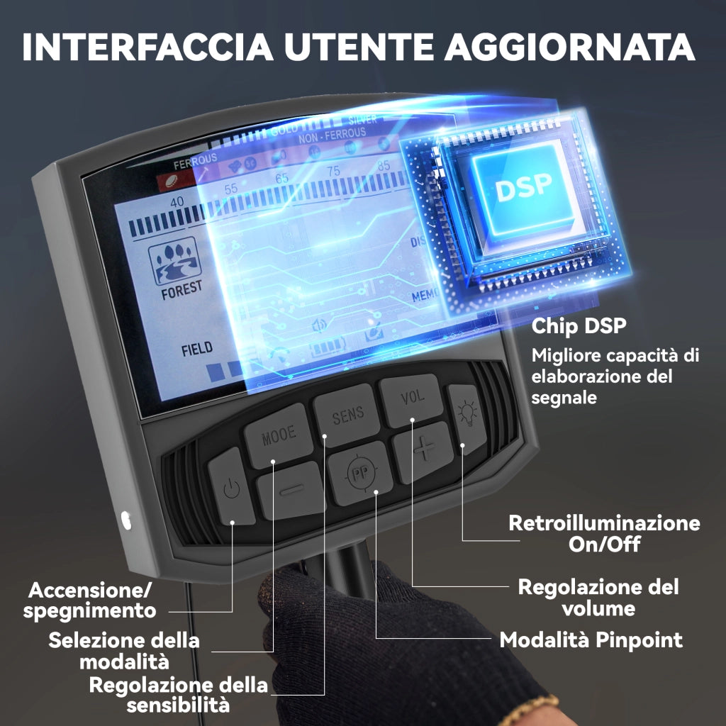 Rilevatore Metalli Professionale ¨C Xylo ¨C 5 Modalit¨¤ IP68 Display LCD
