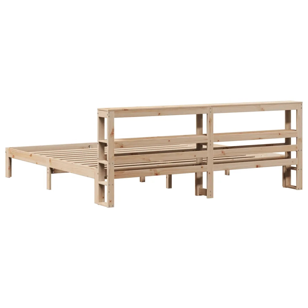 Giroletto con Testiera 200x200 cm in Legno Massello di Pino