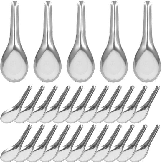 Lepeli Set da 50 - Manici in Acciaio Inossidabile - Progettazione Ergonomica - Struttura Solida - Adatto per Zuppe/Grani - Finissaggio Liscio Elevato - Lepeli da Servire