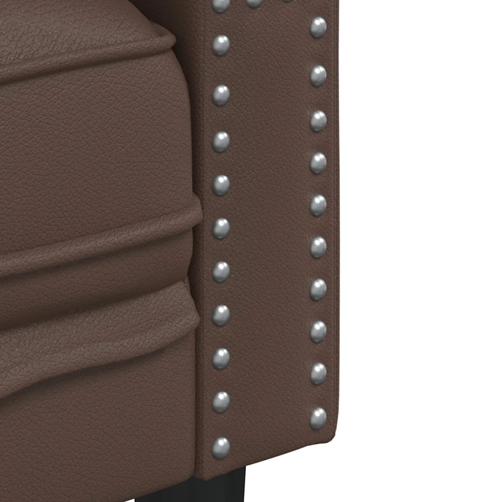 Set Divani Chesterfield 3pz Marrone in Similpelle