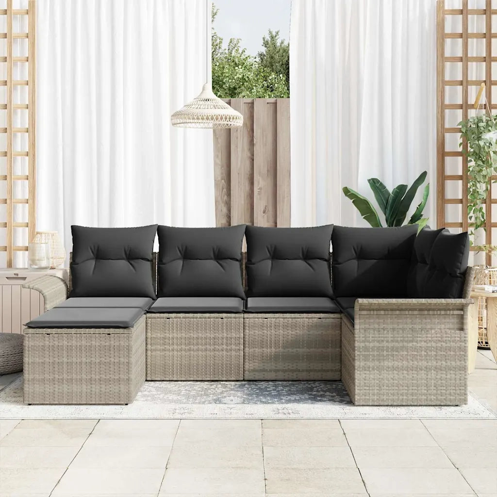 Set Divano da Giardino 6 pcs Grigio chiaro polyrattan 3345432