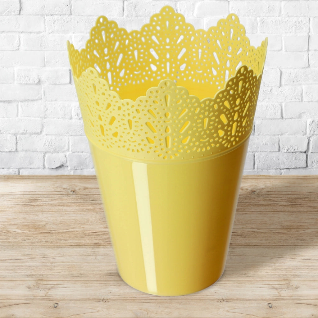 Vaso da fiori KADAX, vaso da fiori, coperchio, vaso da fiori alto in plastica, 14,5 cm, giallo
