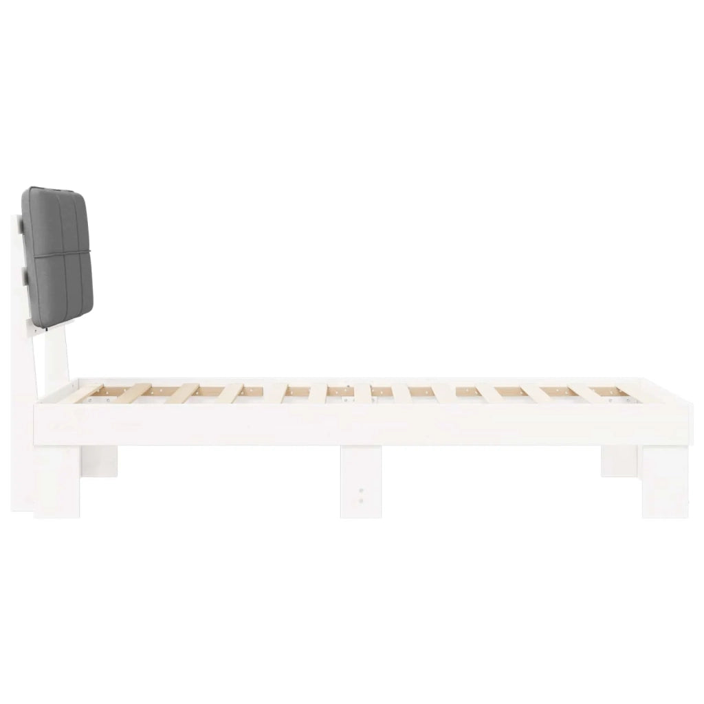 Letto con Testiera Rivestita Grigio chiaro 75 x 190 cm