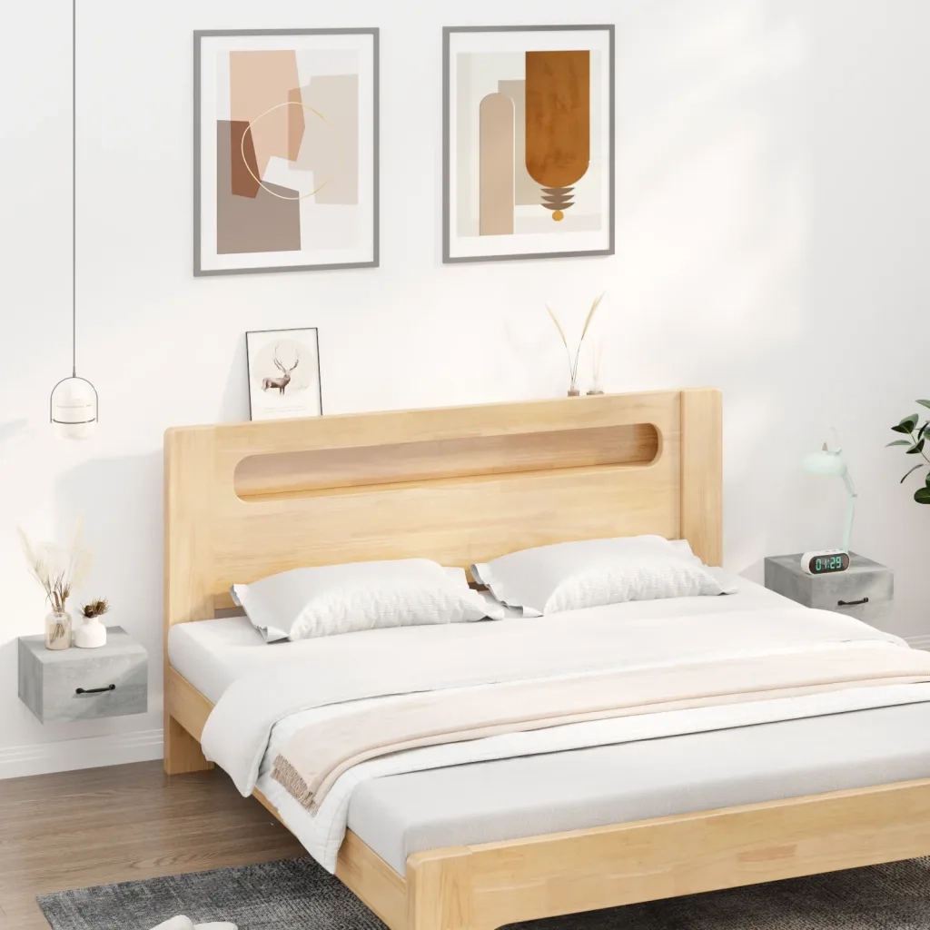 Set di 2 Comodini | Armadio da Notte | Mobiletto da notte a Muro Grigio Cemento 35x35x20 cm