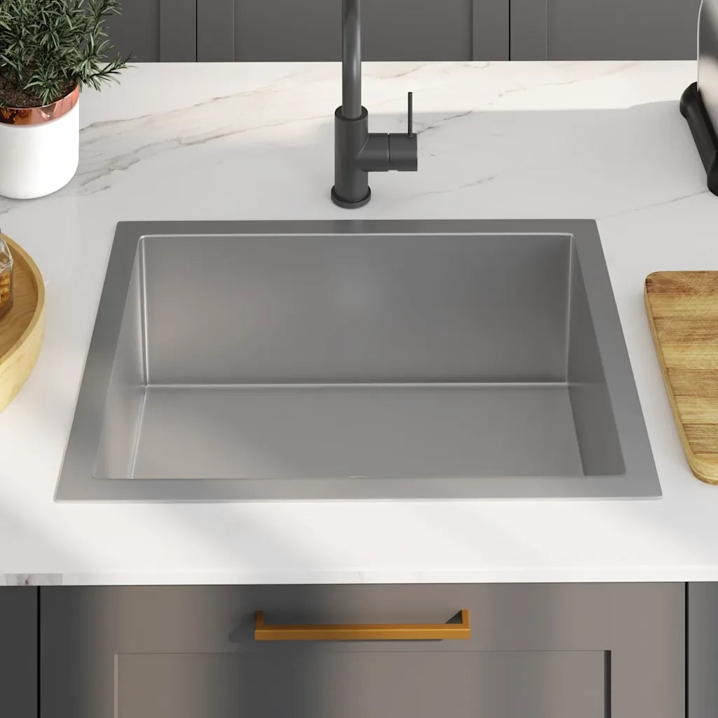 Lavello da Cucina Lavorato a Mano con Filtro in Acciaio Inox cod mxl 52801