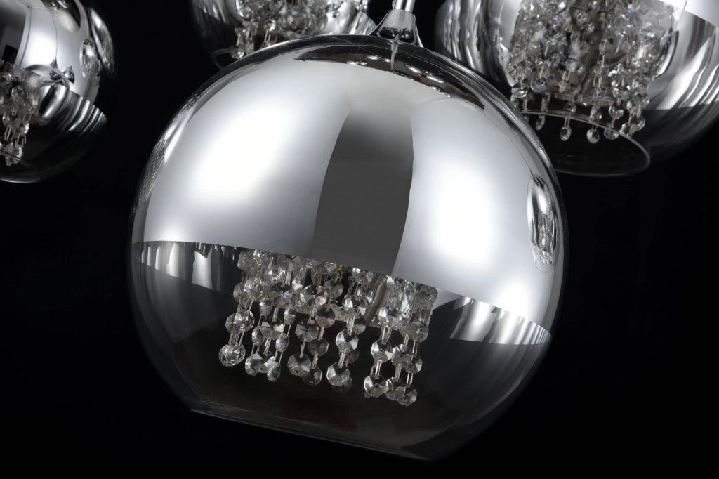 Lampadario Maytoni Fermi 5 luci vetro cristalli nichel