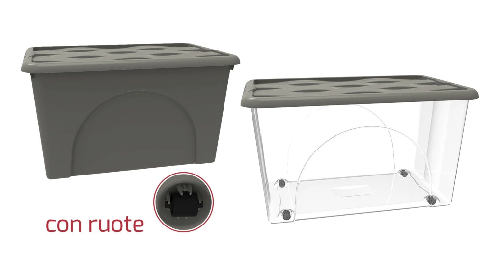 CONTENITORE  MULTIUSO 'STORAGE BOX' 60 lt, - Col. Trasparente/Grigio Talpa