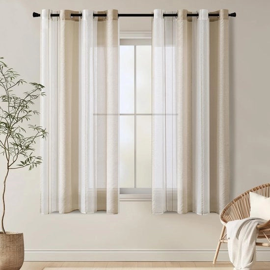 Gordini a Strisce Translucidi - Design Moderno - Set a 2 pezzi - 140 x 145 cm