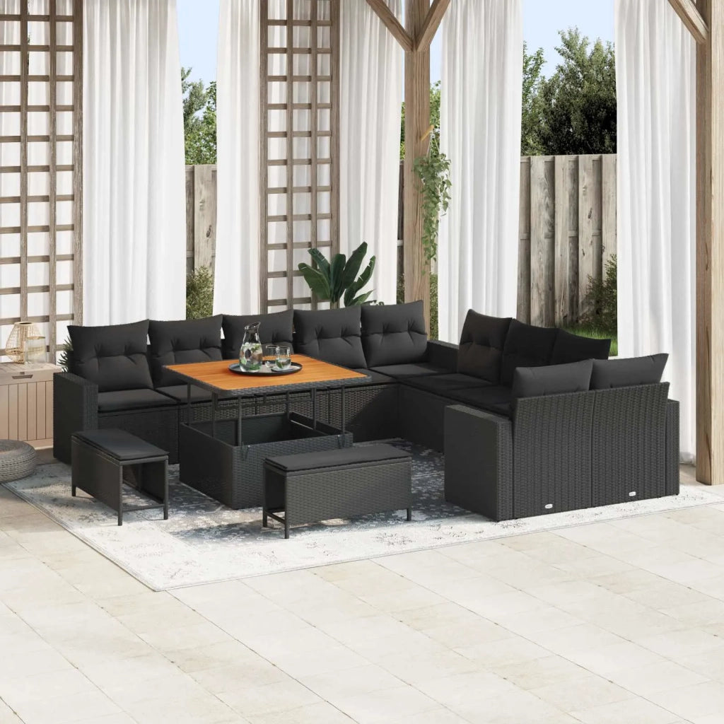 Set Divano da Giardino 13 pcs Nero polyrattan 3361664