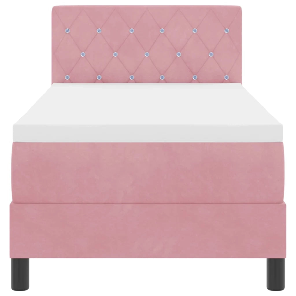 Letto a molle con materasso Rosa 80 x 200 cm Velluto 3339073