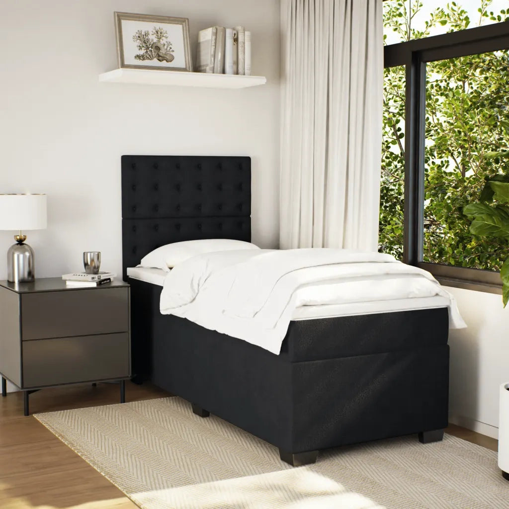 Giroletto a Molle con Materasso Nero 90x200 cm in Velluto