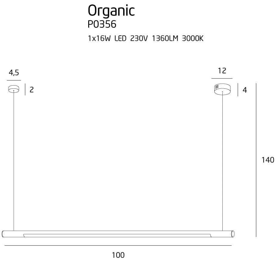Lampada sospesa LED dorata 100cm 16W Maxlight P0356