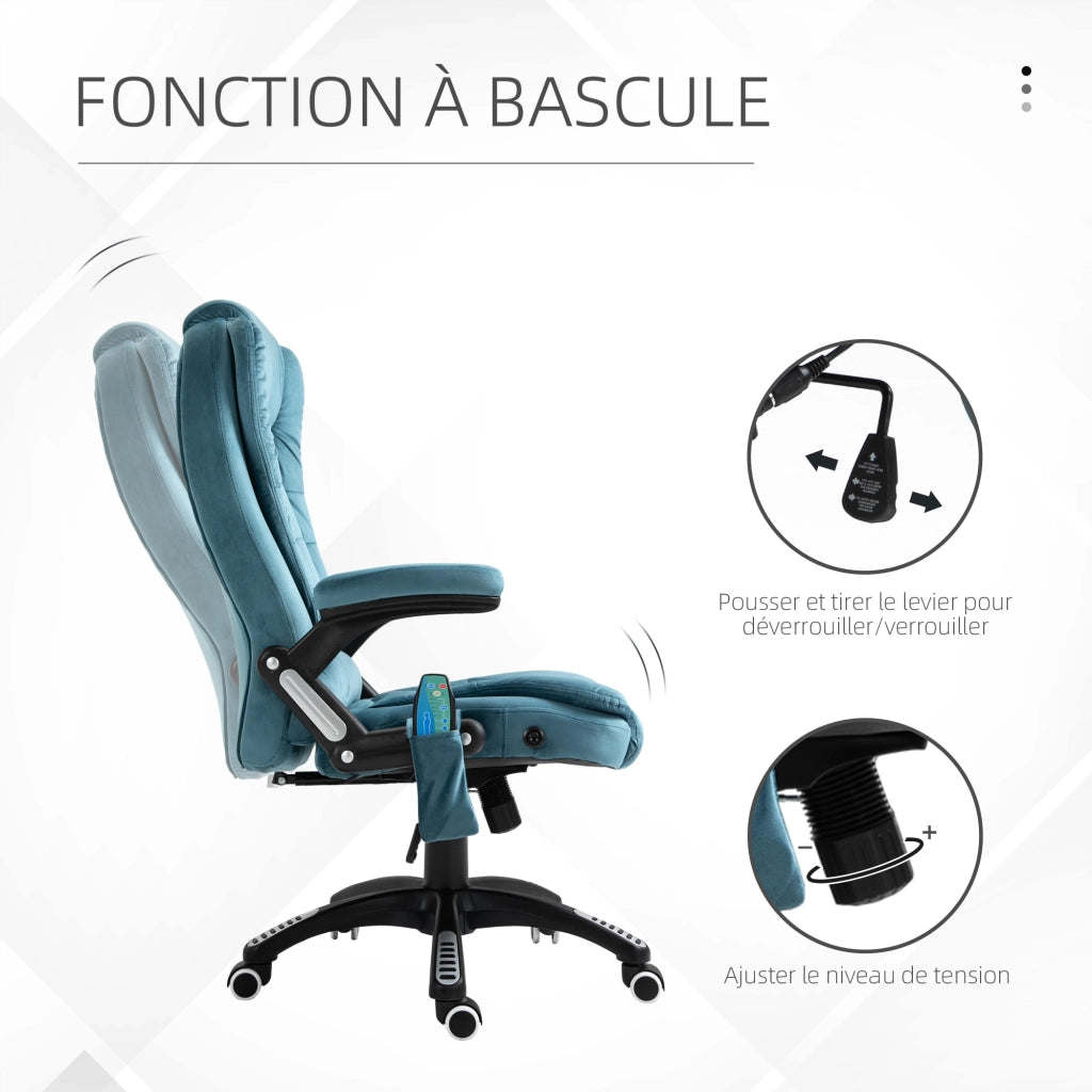 Poltrona da ufficio massaggiante e riscaldante ¨C Minimal ¨C blu, tessuto poliestere