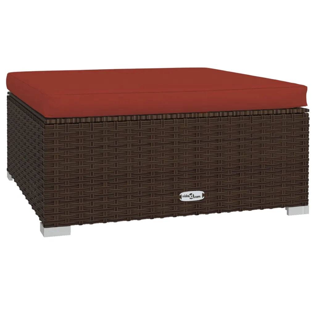 Set Divani da Giardino 9 pz con Cuscini in Polyrattan Marrone