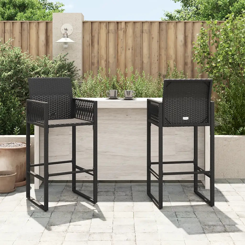 Sgabelli da Bar da Giardino 2 pz in Polyrattan Nero 368702
