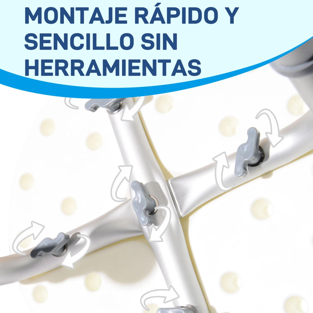 Sgabello da Doccia Bagno Regolabile ¨C Xylo ¨C Alluminio Antiscivolo Bianco per Anziani