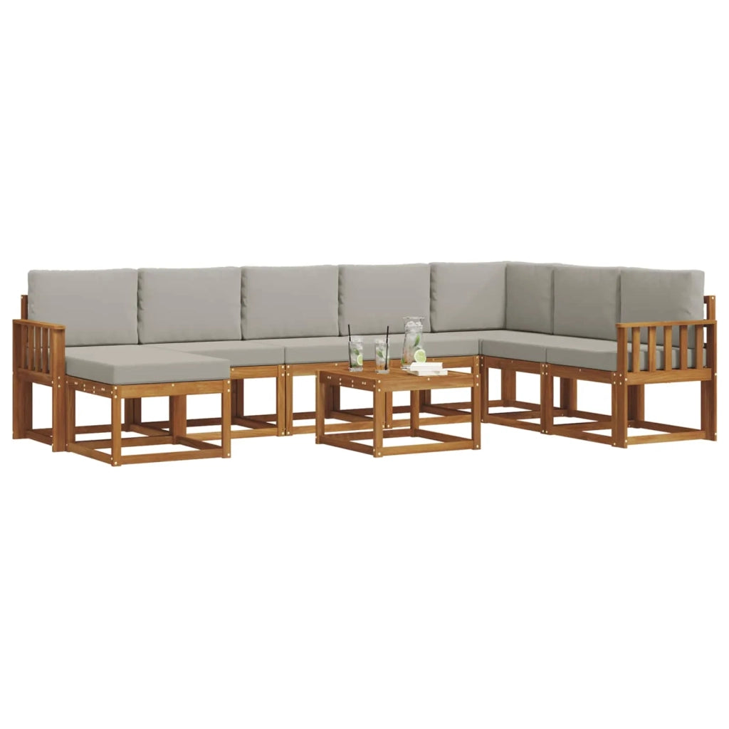 Set di divani da esterno 9 pcs Grigio Naturale e Chiaro 3366844