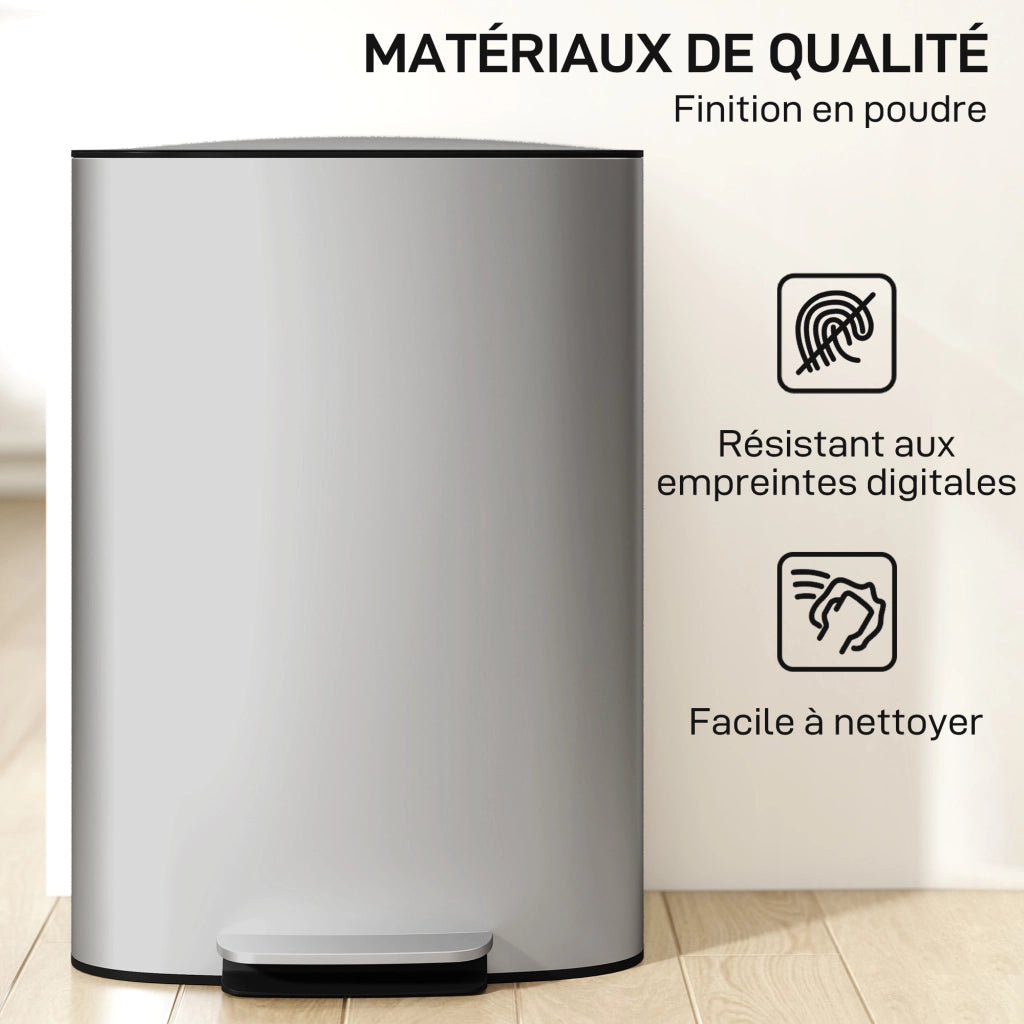 Pattumiera da cucina 50L ¨C Xylo ¨C con pedale, coperchio soft-close, secchio interno estraibile, 45,1x36,5x62,6cm, grigio