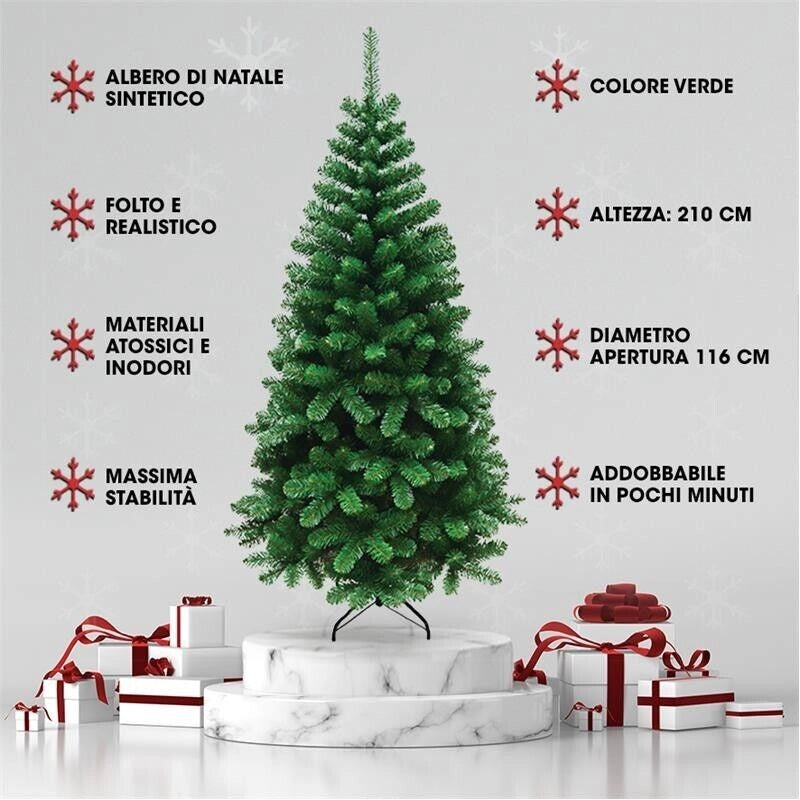 ALBERO DI NATALE ROCCARASO 210 CM VERDE ARTIFICIALE