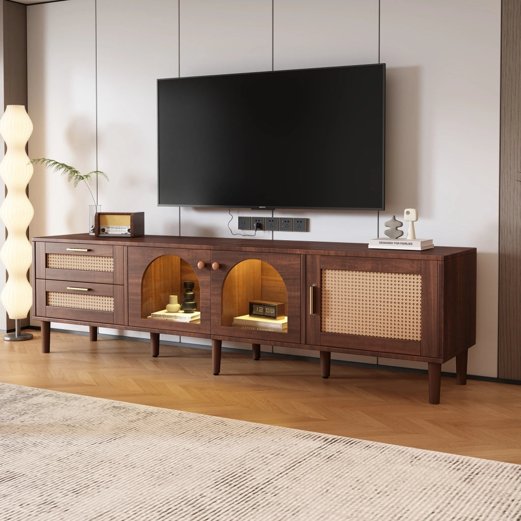 Cassettiera per TV marrone in truciolare lunga 180 cm