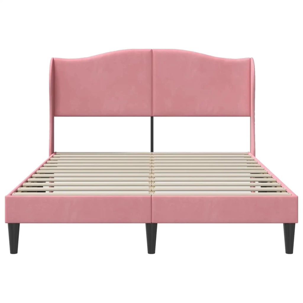 Struttura del letto con testiera-Giroletto Rosa 140 x 200 cm Velluto 592270