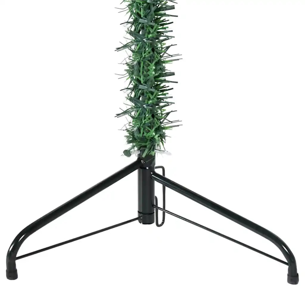 Albero Natale Artificiale Sottile a Met¨¤ Supporto-Albero Natalizio Verde 240 cm