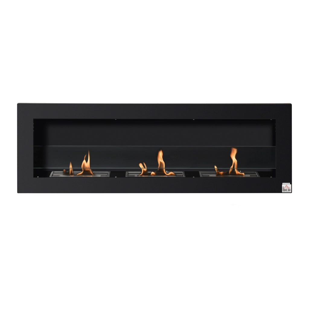 Camino Bioetanolo da Parete ¨C Xylo ¨C 3 Bruciatori 3L, Acciaio Inox Nero 120x15x40cm