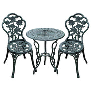 Set Bistro: 3 pezzi. Jardin Vert mobili da giardino antichi in alluminio fuso per balcone e terrazza