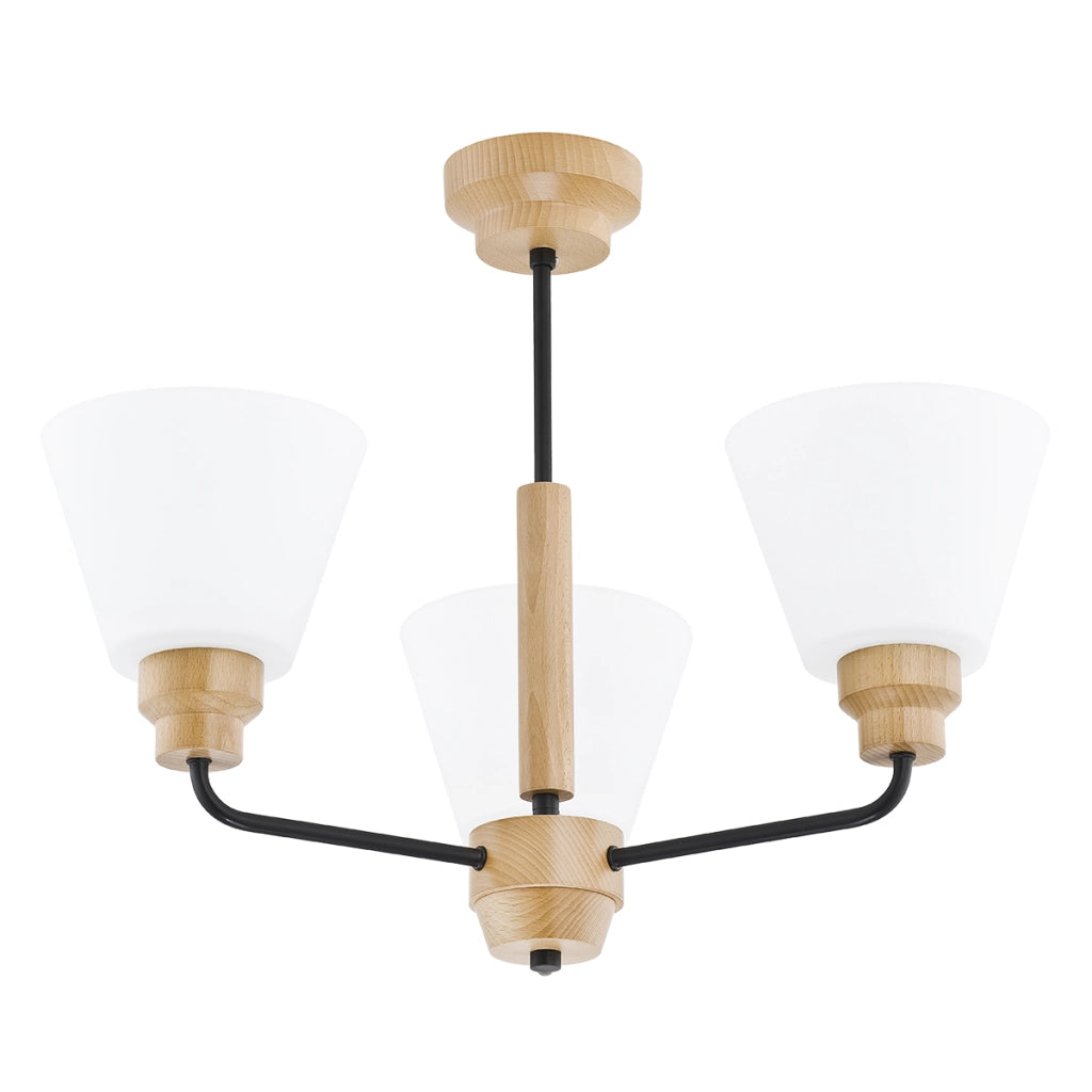 Plafoniera moderna WOODY legno nero bianco 3xE27 Alfa
