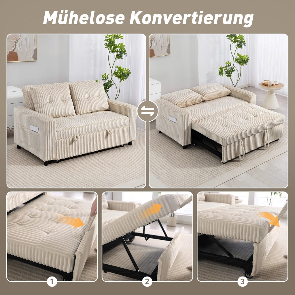 Divano letto imbottito ¨C Minimal ¨C 157x190 cm, crema