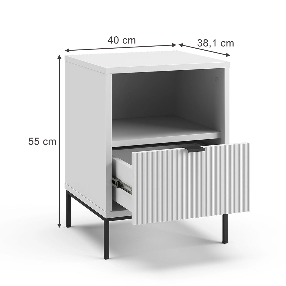 Vicco Comodino Bianco 40 x 55 cm con 1 cassetto