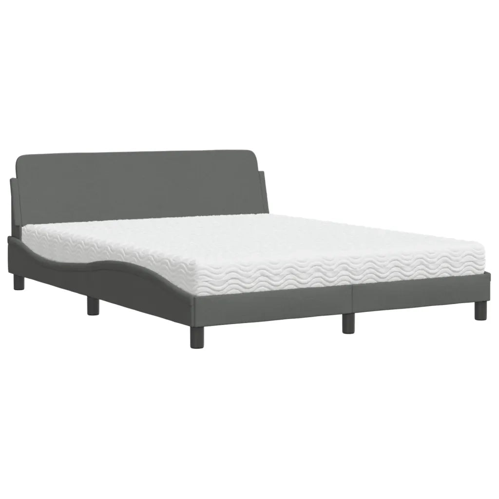 Letto con Materasso Dover Grigio Scuro 160x200 cm Tessuto
