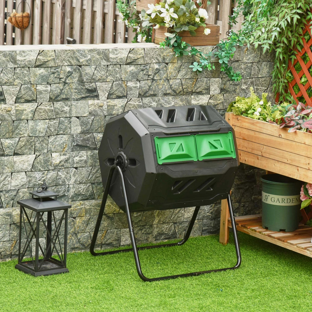 Compostiera 2 contenitori ¨C Minimal ¨C 160L 71x65x96 cm verde nero