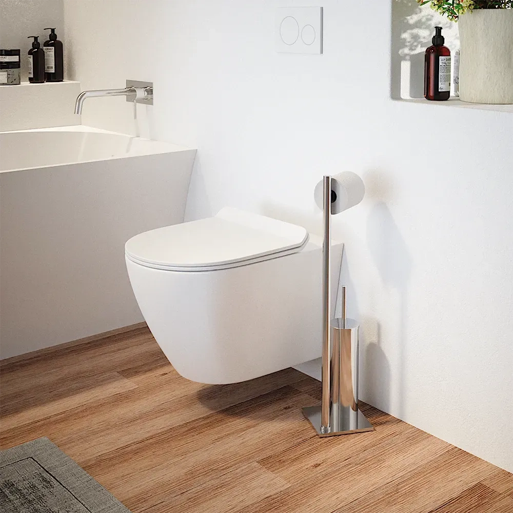 Vaso sospeso rimless in ceramica bianco lucido con copri-wc soft-close | Sydney
