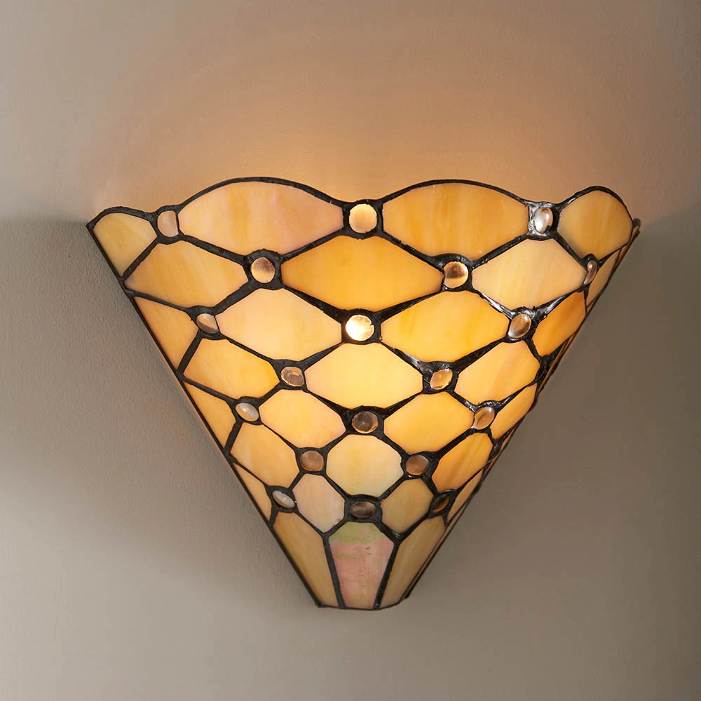 Applique Tiffany vetro beige geometrica 1xE14 40W Pearl