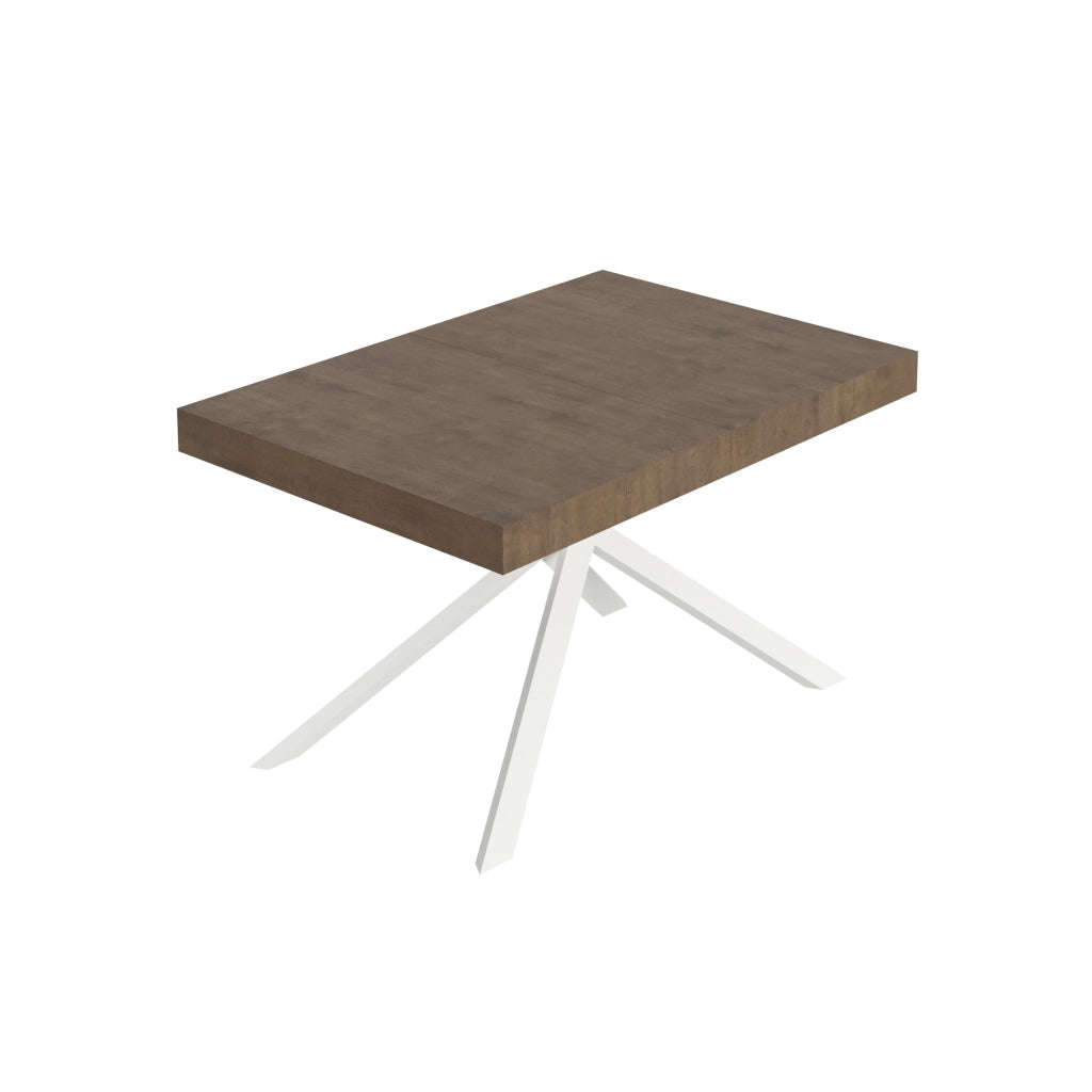 Tavolo allungabile 120/204x80 cm Niket noce gambe bianche