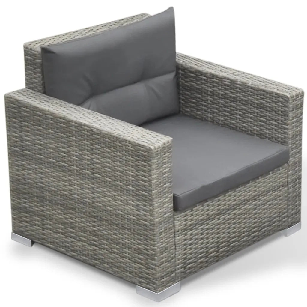 Set Divani da Giardino 6 pz con Cuscini in Polyrattan Grigio 42744