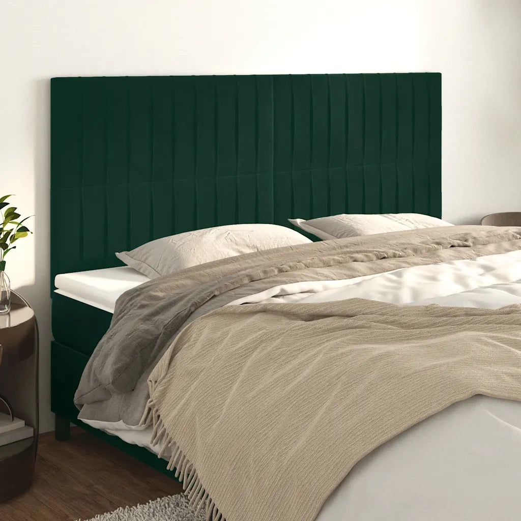 Testiera Verde Scuro 200x5x118/128 cm Velluto