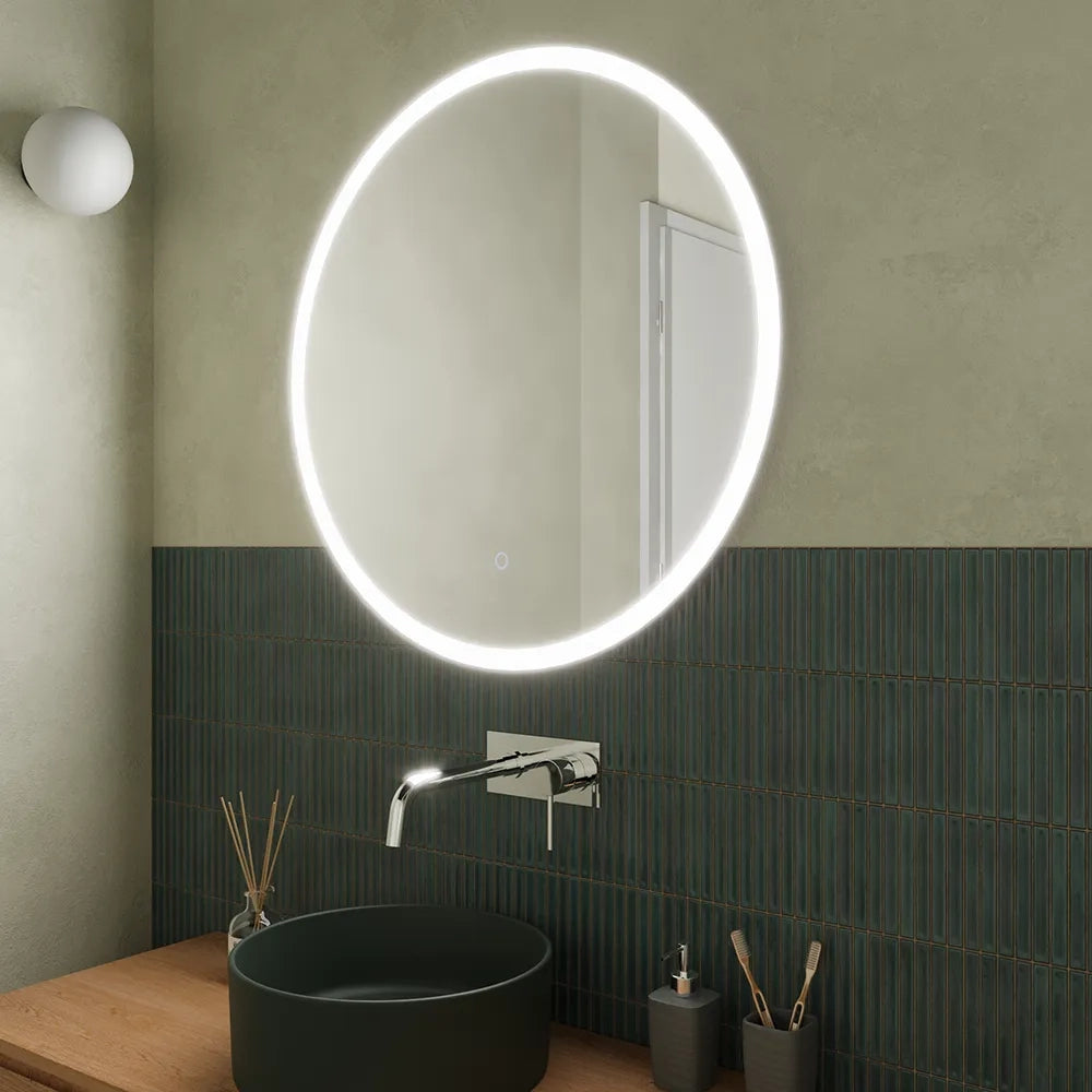 Specchio led Ø 60 cm touch screen luce calda/fredda | Beam